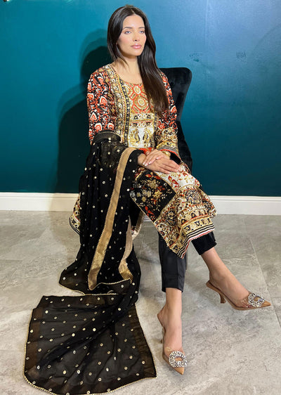 SSMR805 Bandani Sehrish B Mirror Work Suit - Memsaab Online