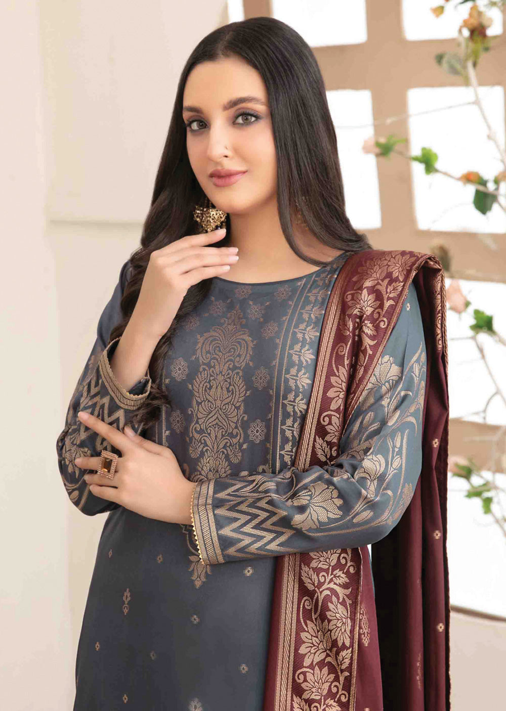 D-3880-R - Readymade - Umnia Staple Broochia Banarsi Suit 2024 - Memsaab Online