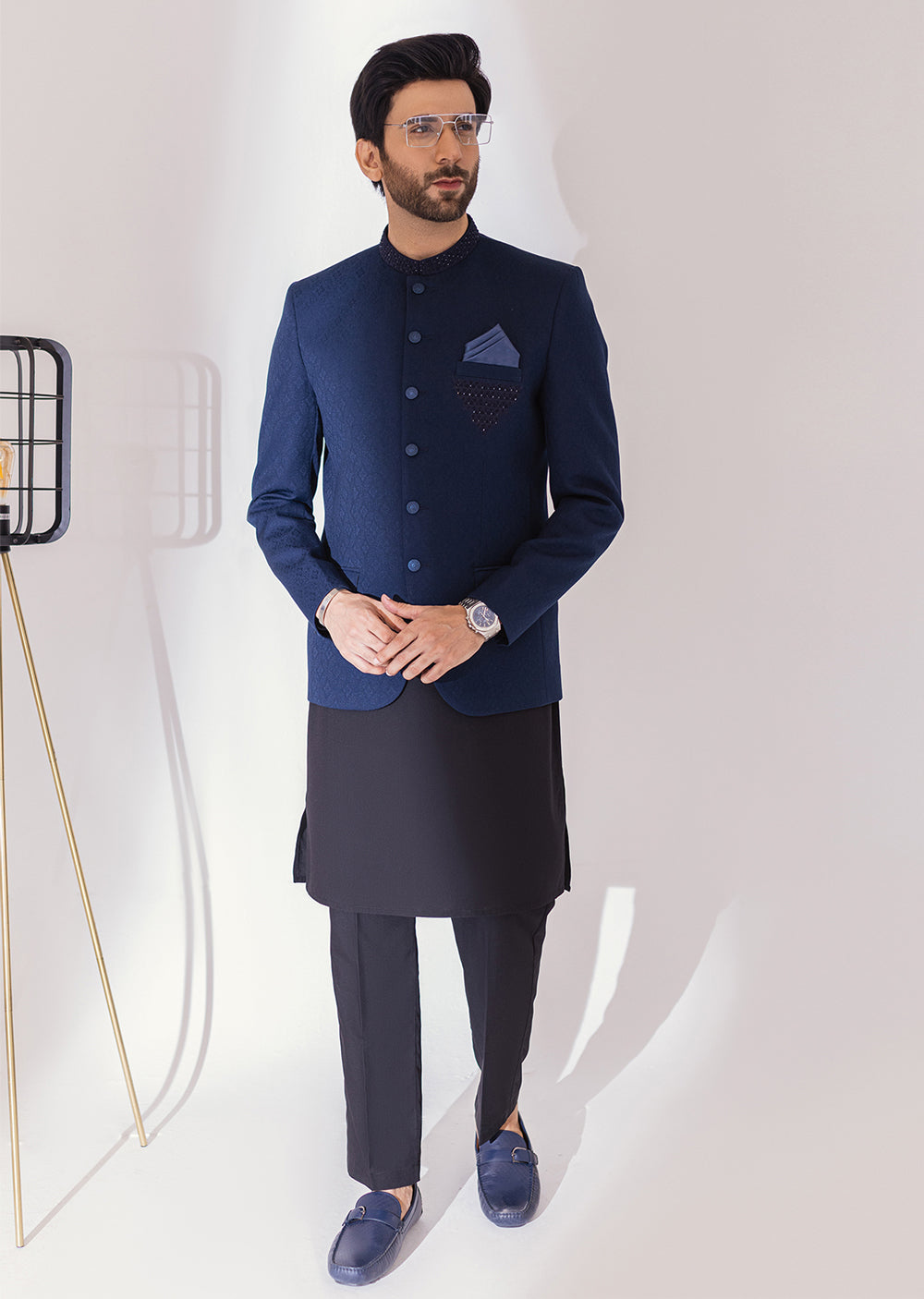 PC-380 - Blue - Mens Fancy Prince Coat - Memsaab Online