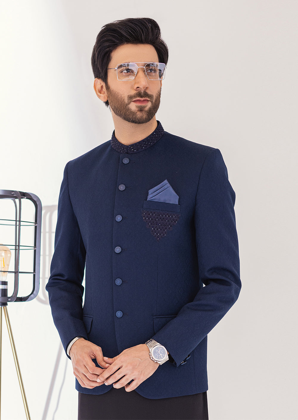 PC-380 - Blue - Mens Fancy Prince Coat - Memsaab Online