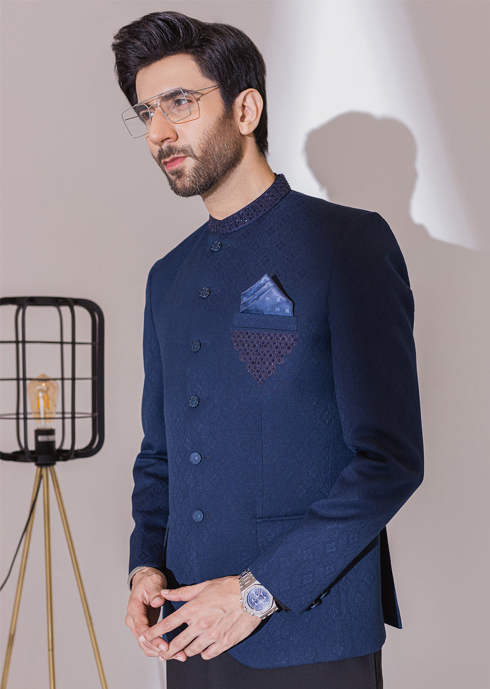 PC-380 - Blue - Mens Fancy Prince Coat - Memsaab Online