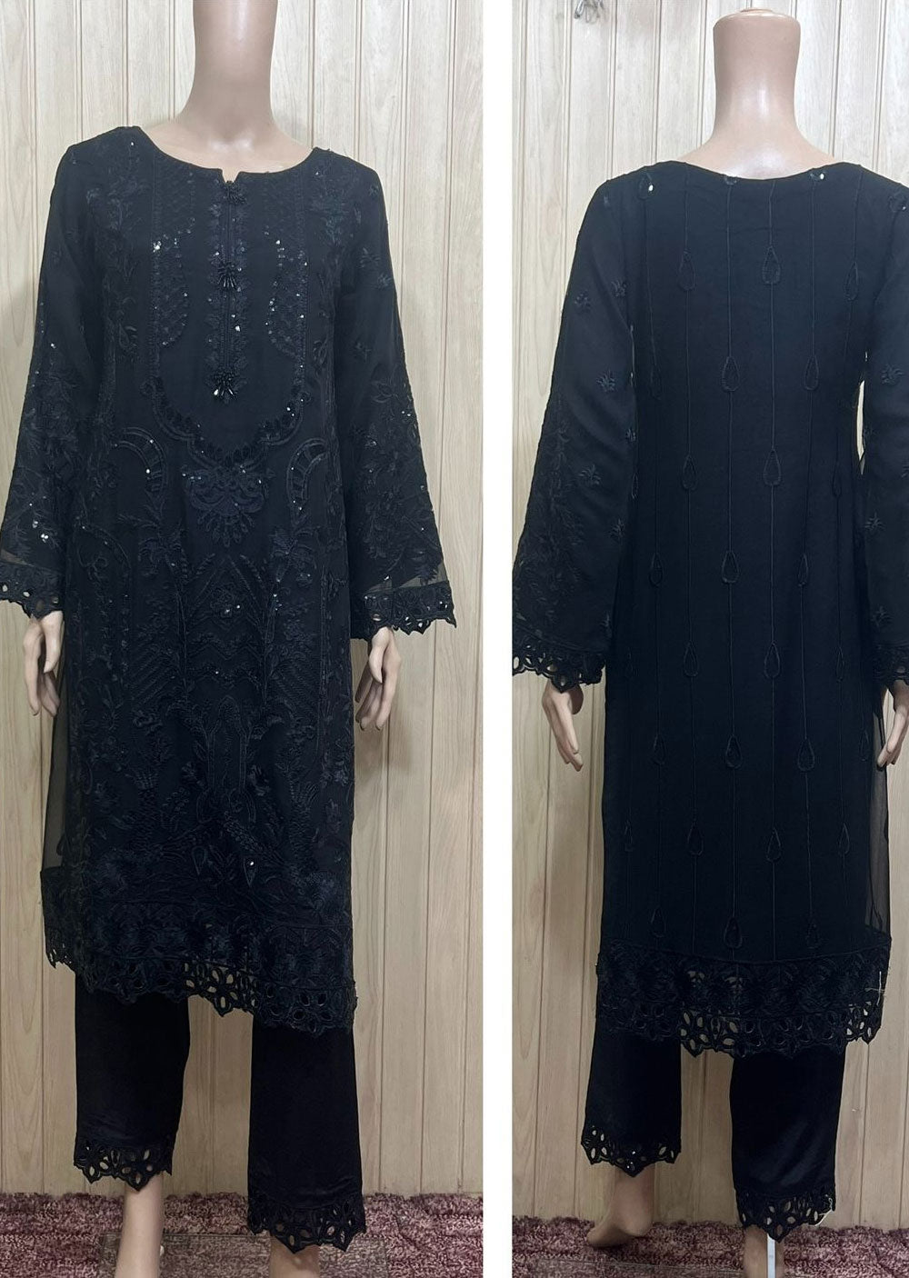 PS0817 Readymade White Chiffon Suit - Memsaab Online