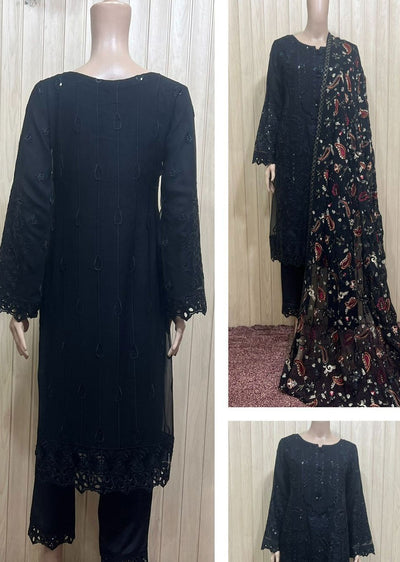 PS0817 Readymade White Chiffon Suit - Memsaab Online