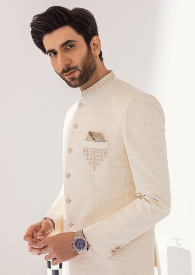 PC-381 - Cream - Mens Fancy Prince Coat - Memsaab Online