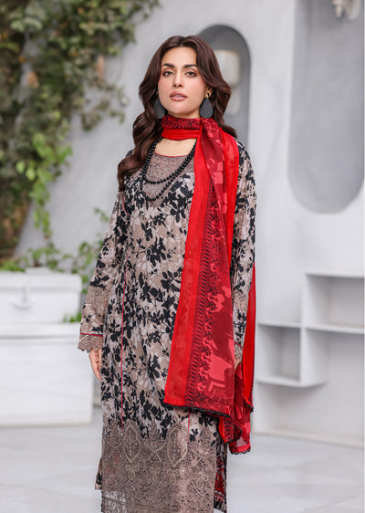 MDNA-17 - Grey Embroidered Lawn Outfit - Memsaab Online