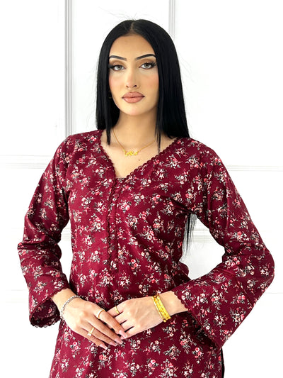 BUT-119- Maroon- S.Prints Printed Lawn Co-ords - Memsaab Online