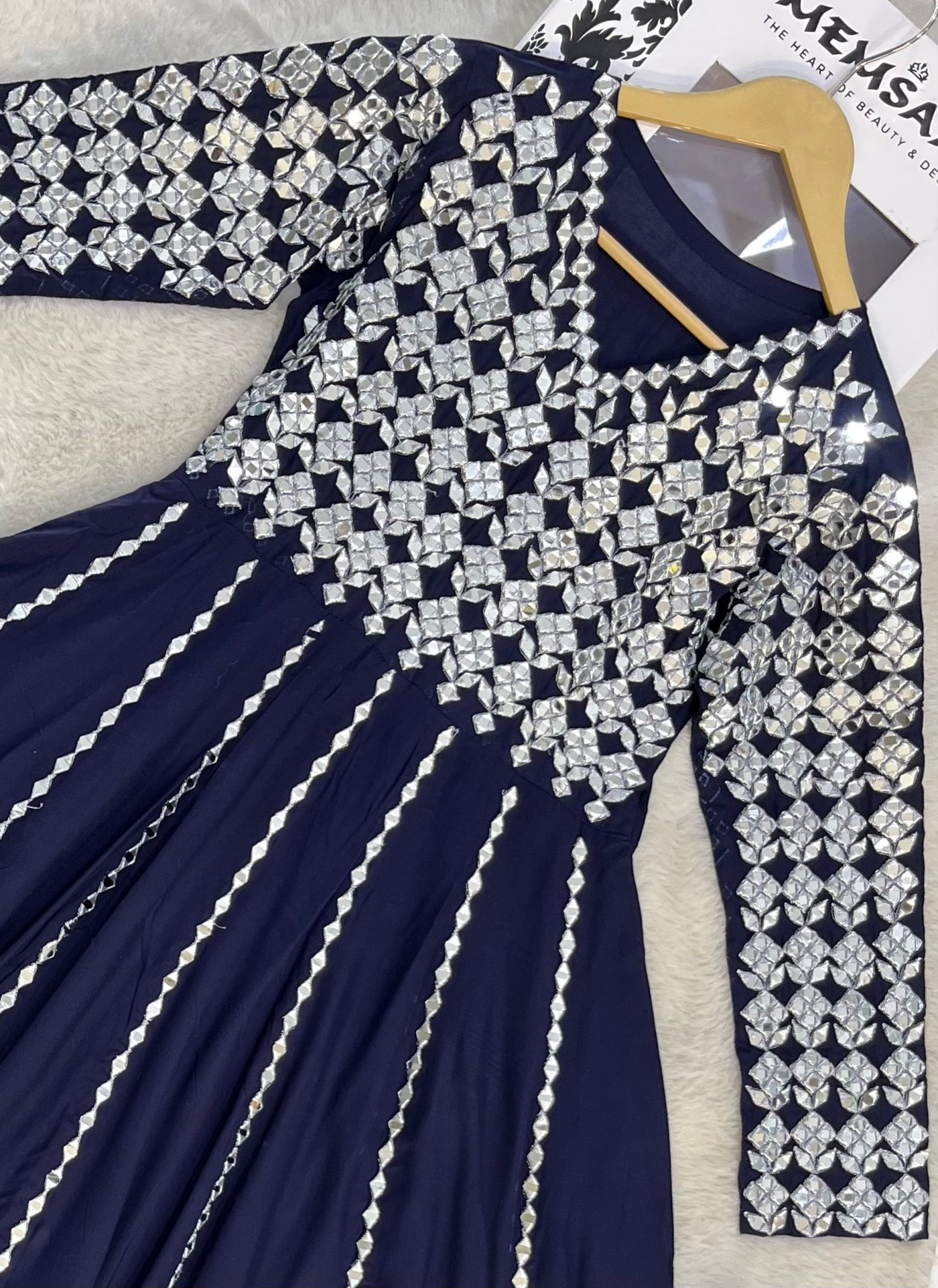 HK131 - Navy - Readymade Linen Outfit - Memsaab Online