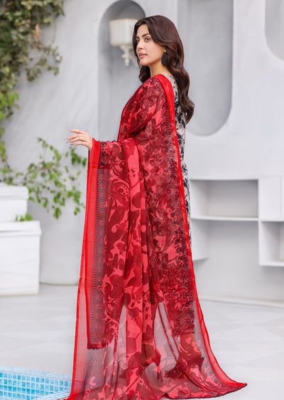 MDNA-17 - Grey Embroidered Lawn Outfit - Memsaab Online