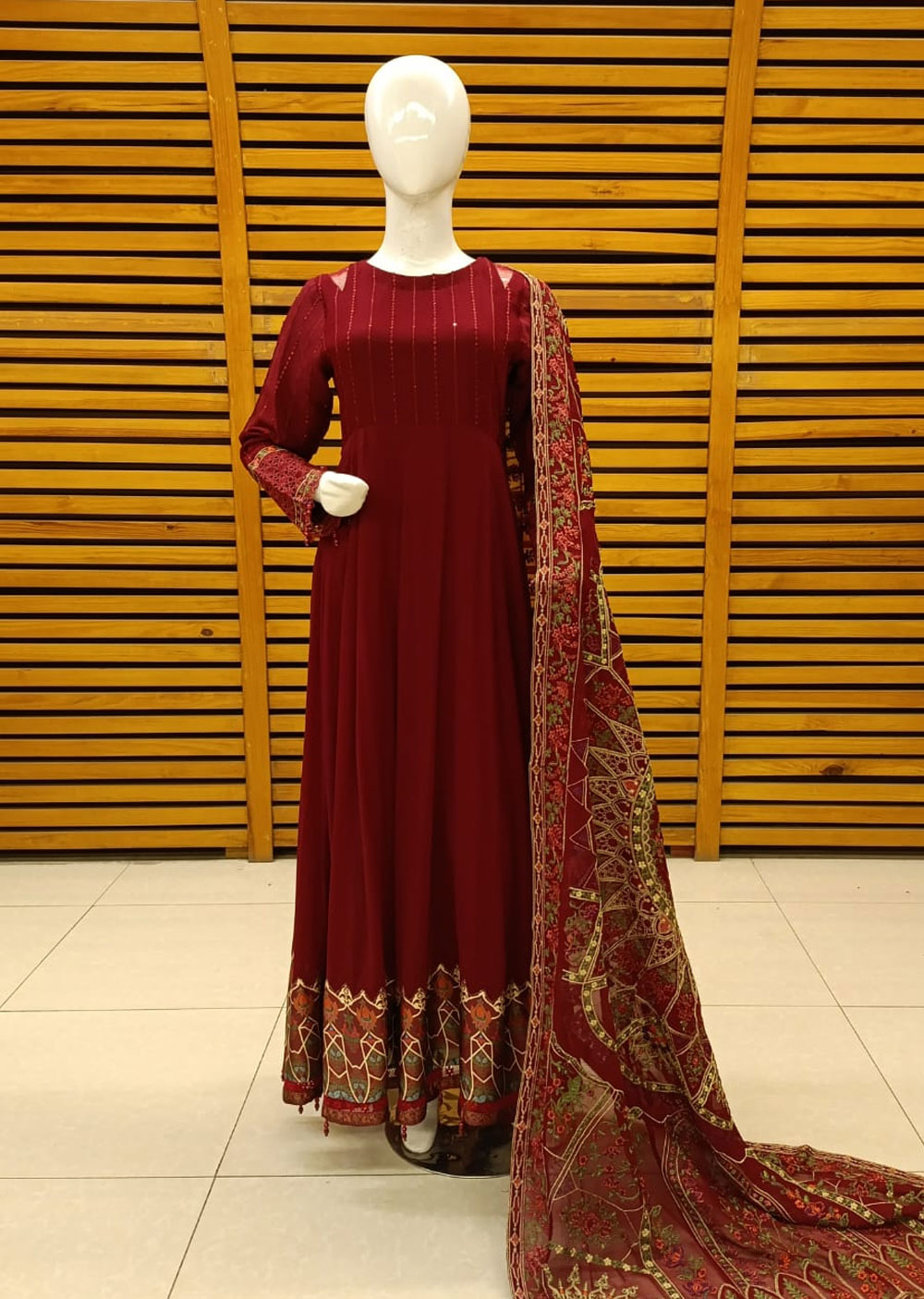 AL-3885 Readymade Maroon Ally's Dress - Memsaab Online