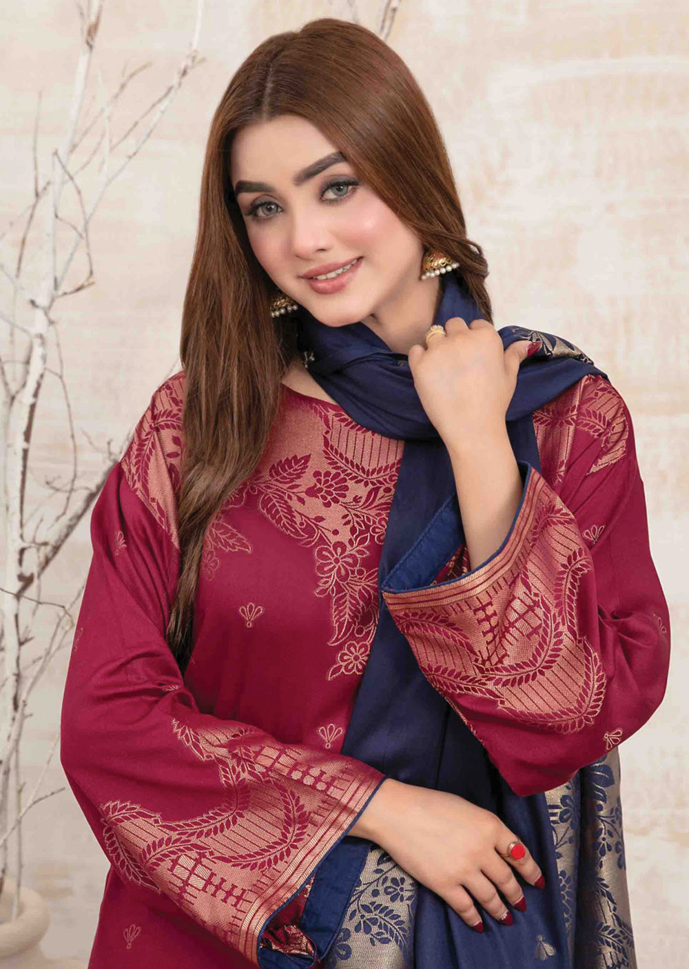 D-3885 - Unstitched - Umnia Staple Broochia Banarsi Suit 2024 - Memsaab Online