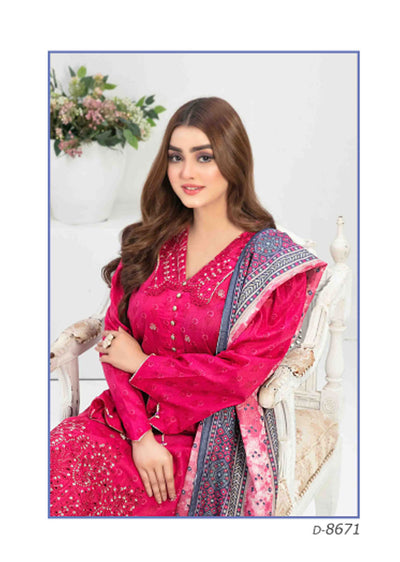 D-8671 - Unstitched - Zarminay Collection by Tawakkal 2023 - Memsaab Online