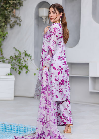 MDNA-21 - Nude Purple Embroidered Lawn Outfit - Memsaab Online