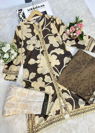 RGZ8809 Gold/Black Soft Cotton Readymade Suit - Memsaab Online
