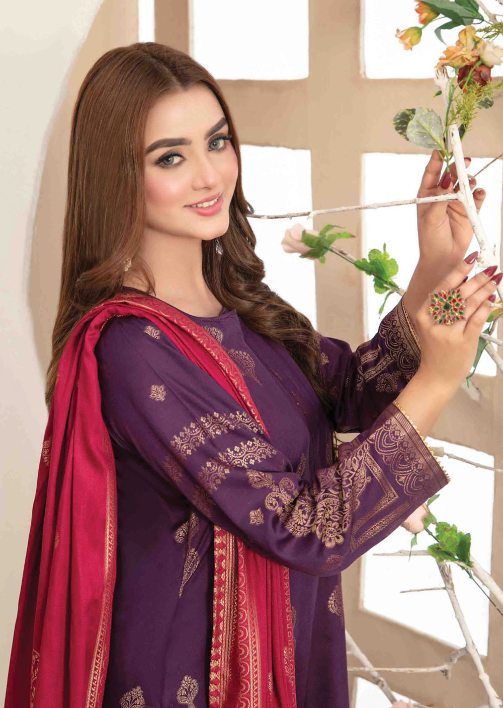 D-3888-R - Readymade - Umnia Staple Broochia Banarsi Suit 2024 - Memsaab Online