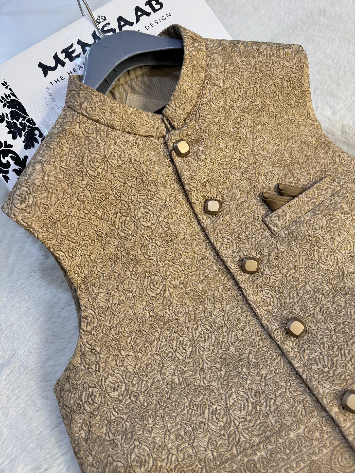 W-1800 Mens Fawn Gold Waist Coat - Memsaab Online