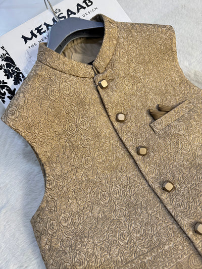 W-1800 Mens Fawn Gold Waist Coat - Memsaab Online