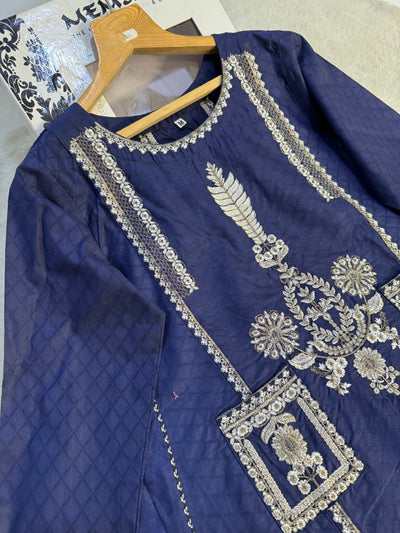 ASZ202 Blue Readymade Viscose Kurti - Memsaab Online