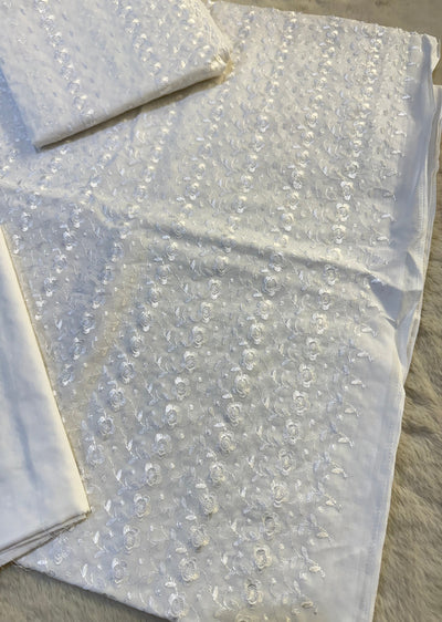 D9739 - White Unstitched Cotton Suit - Memsaab Online