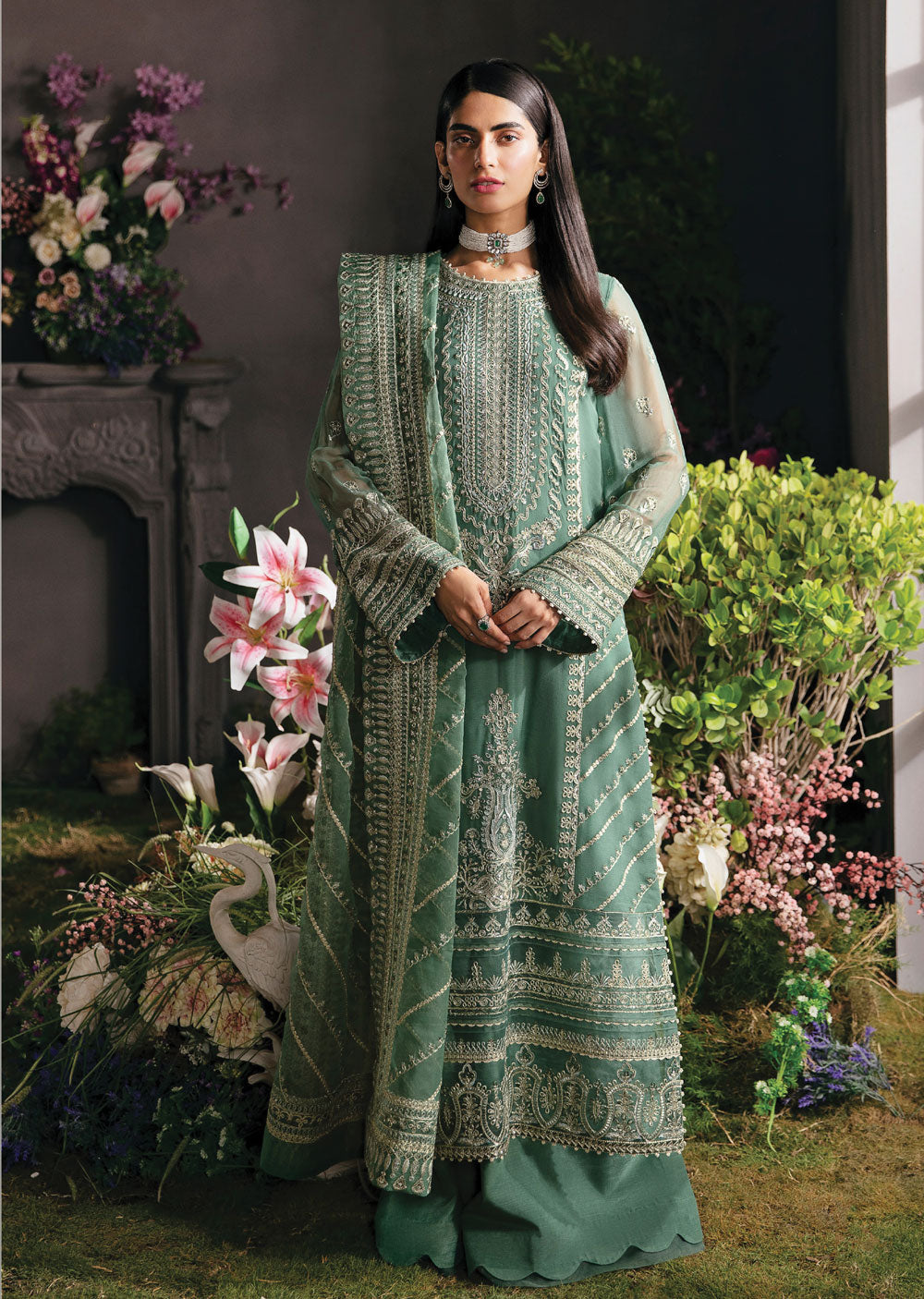 ACD-09 - Sea Mist - Unstitched - La Fuchsia Luxury formals 2023 - Memsaab Online