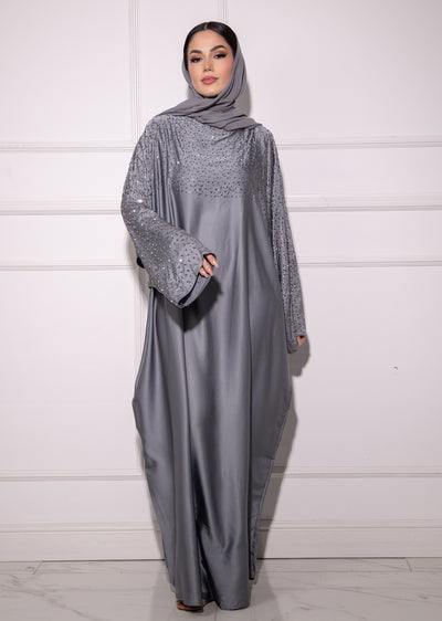 DSL-201 Rooh - Grey Abaya - Memsaab Online