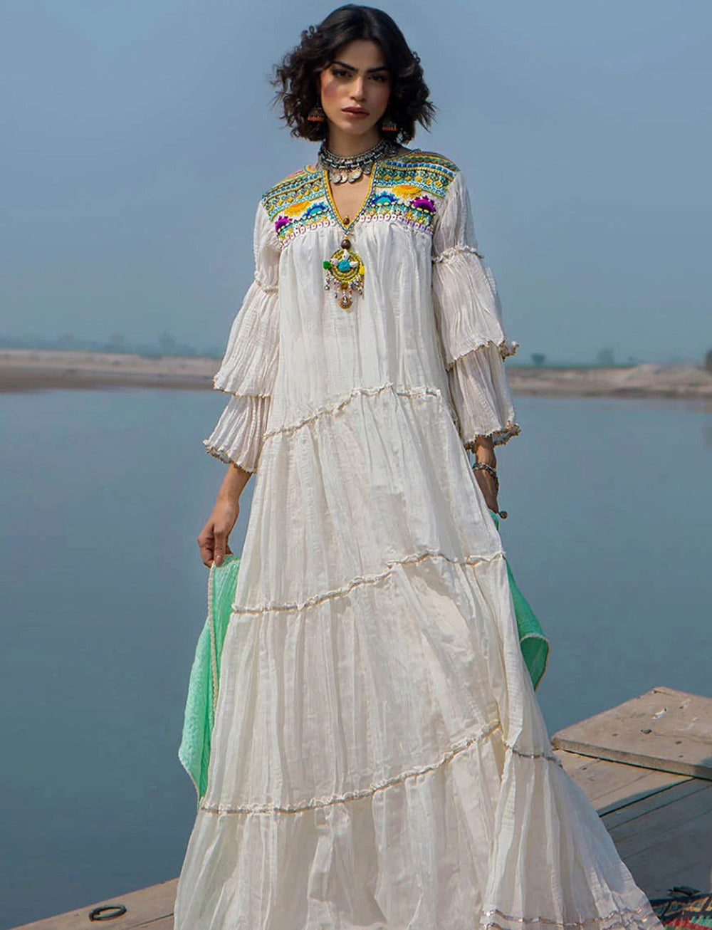 F-173 - Ready made Crushed Tissue Cotton Khuda Baksh Outfit - Memsaab Online