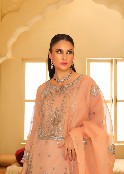 KLD325 / KLD 1030 Nifa - Pink Readymade Cotton net suit - Memsaab Online