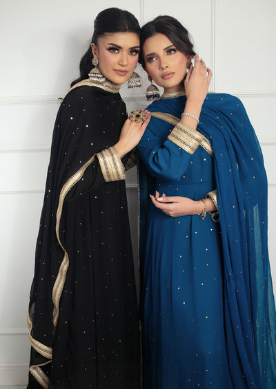 SRB1217 - Silk - Black- Sehrish.B Designer - Memsaab Online