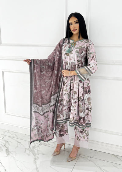 BUT-129- Readymade linen Printed suit 2025 - Memsaab Online