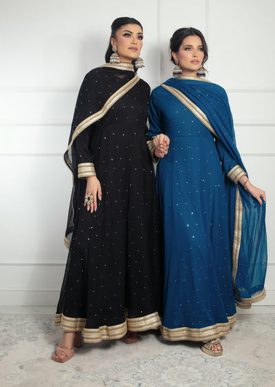 SRB1217 - Silk - Black- Sehrish.B Designer - Memsaab Online