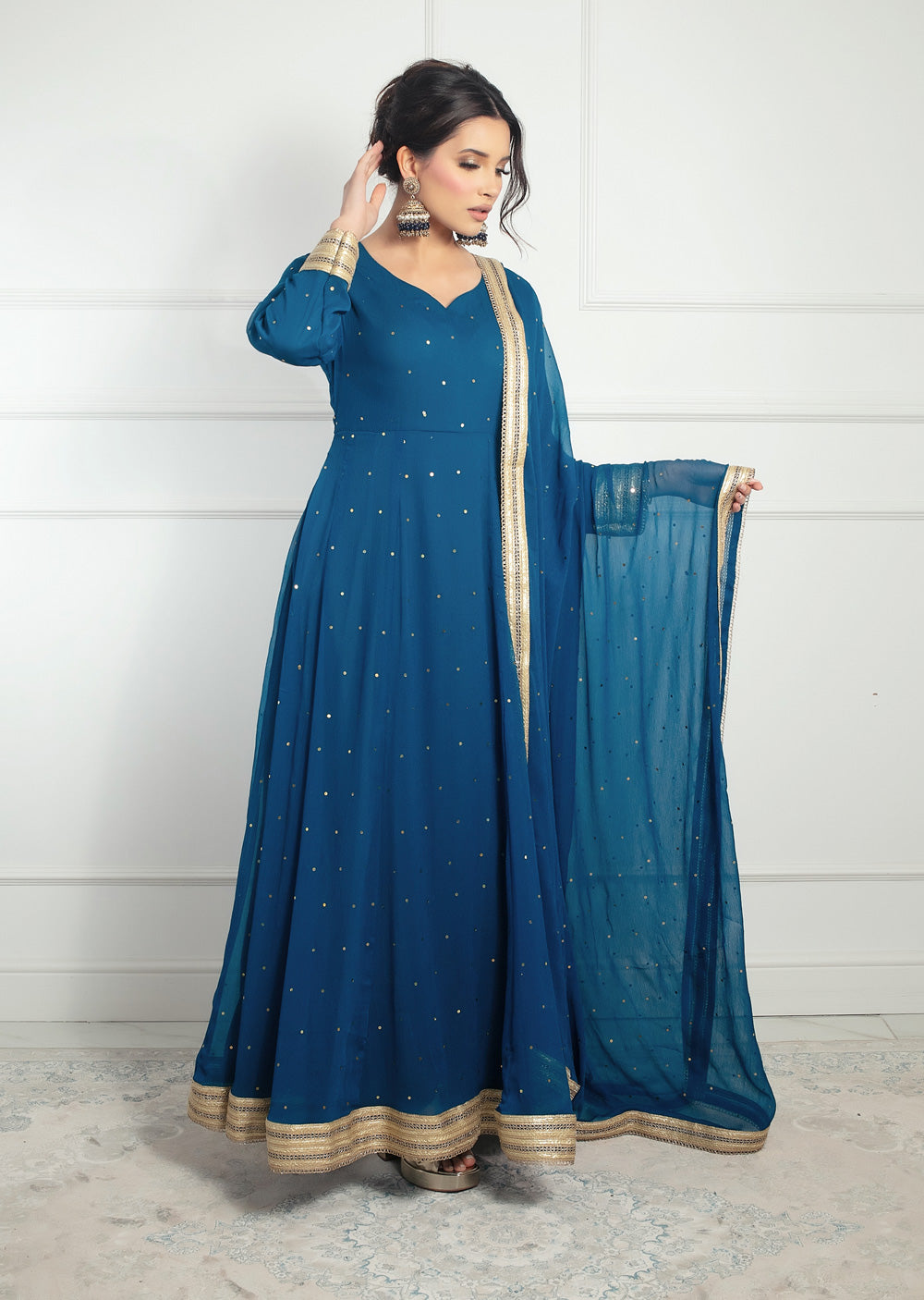 SRB1301 - Nayaab - Teal - Sehrish.B Designer - Memsaab Online