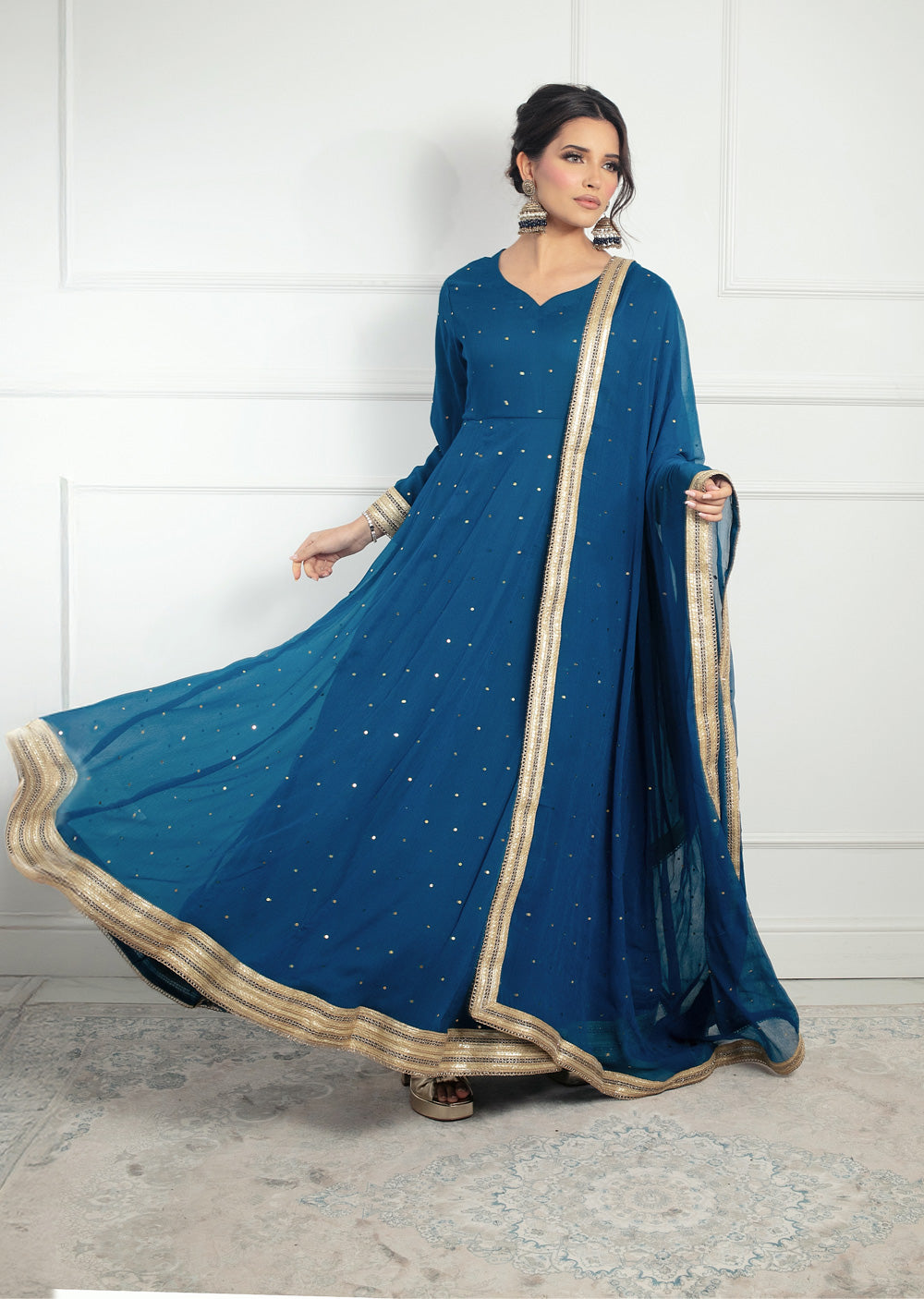 SRB1301 - Nayaab - Teal - Sehrish.B Designer - Memsaab Online