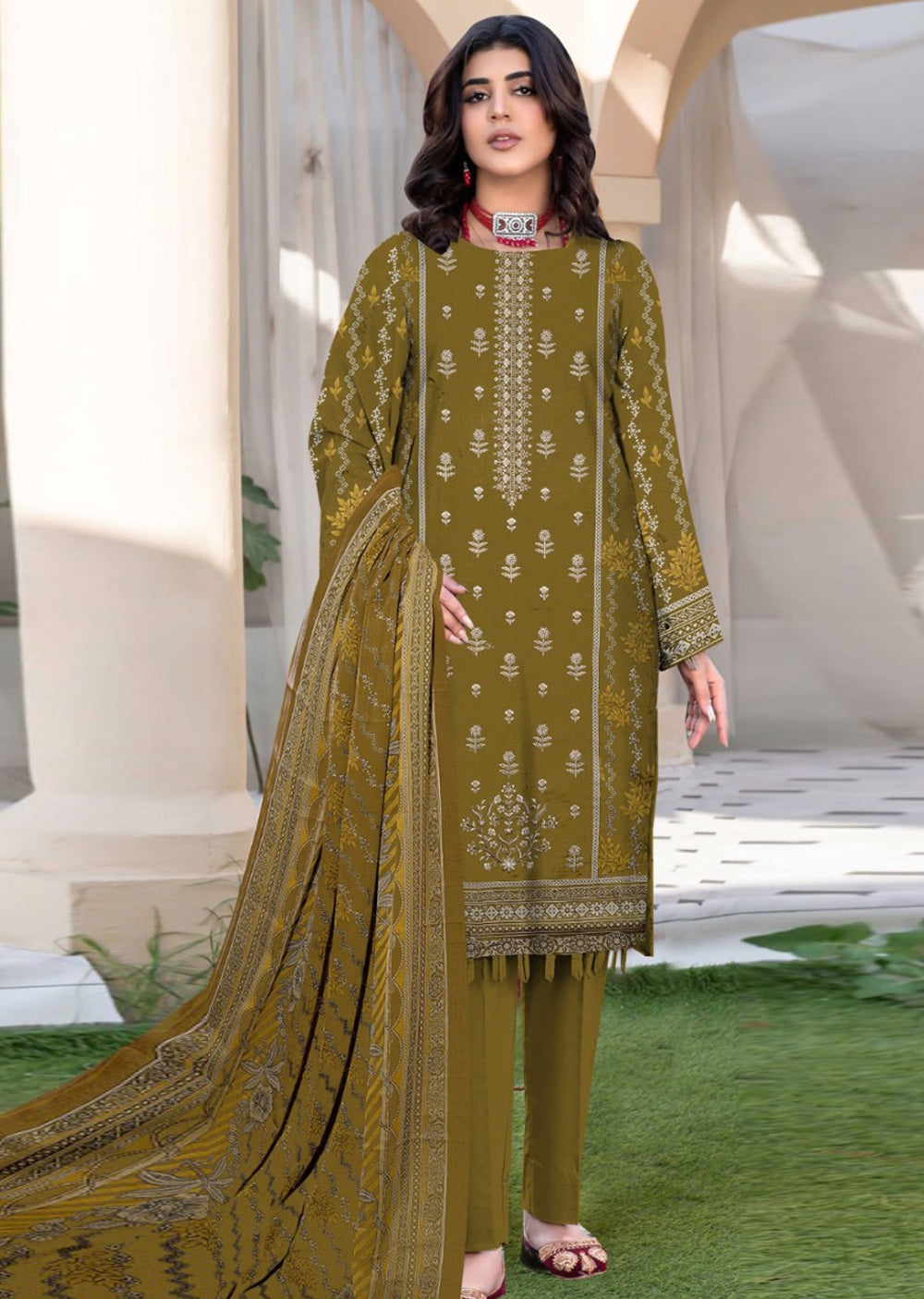 D-1260 - Unstitched Lawn Outfit 2025 - Memsaab Online