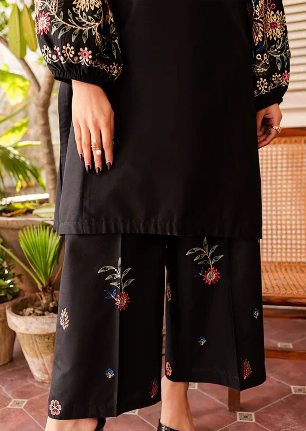 ANI105 Black readymade 2 Piece Cotton Suit - Memsaab Online