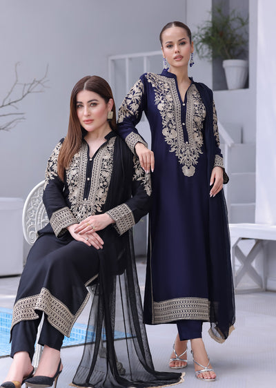 HK333 - Readymade China stone linen Outfit 2025 - Memsaab Online