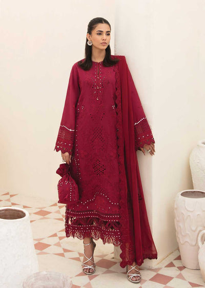 ACL-08 - Claret - Unstitched - Chickenkari Lawn Collection by Afrozeh 2023 - Memsaab Online