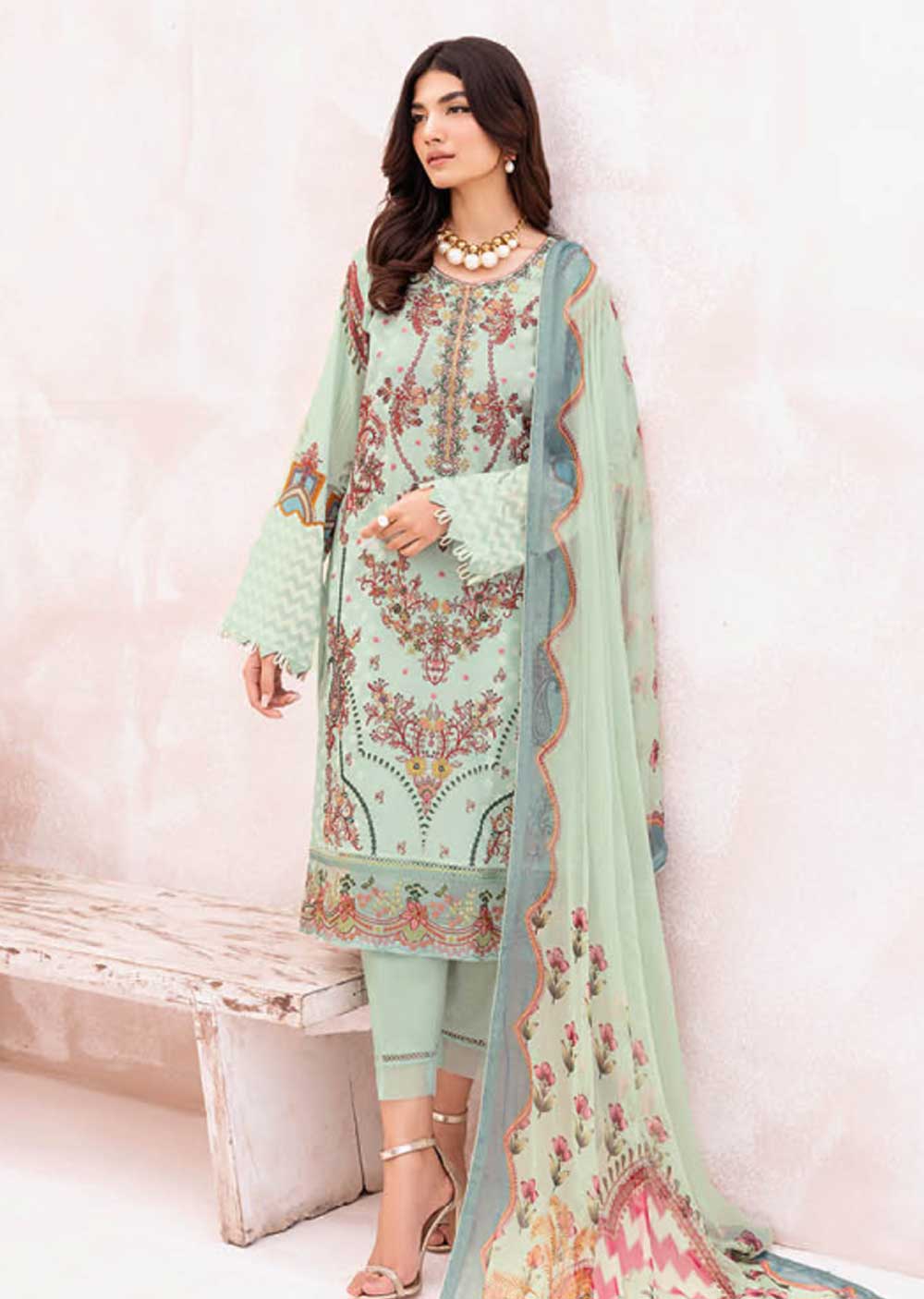 L-708-R - Readymade - Ramsha Mashaal Luxury Lawn Vol 07 2023 - Memsaab Online