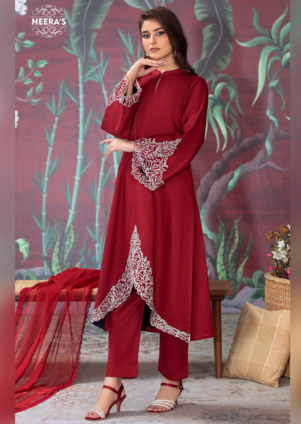 HSS-167 - Readymade - Airline Tale Fairy Embroidered suit by Heeras - Memsaab Online