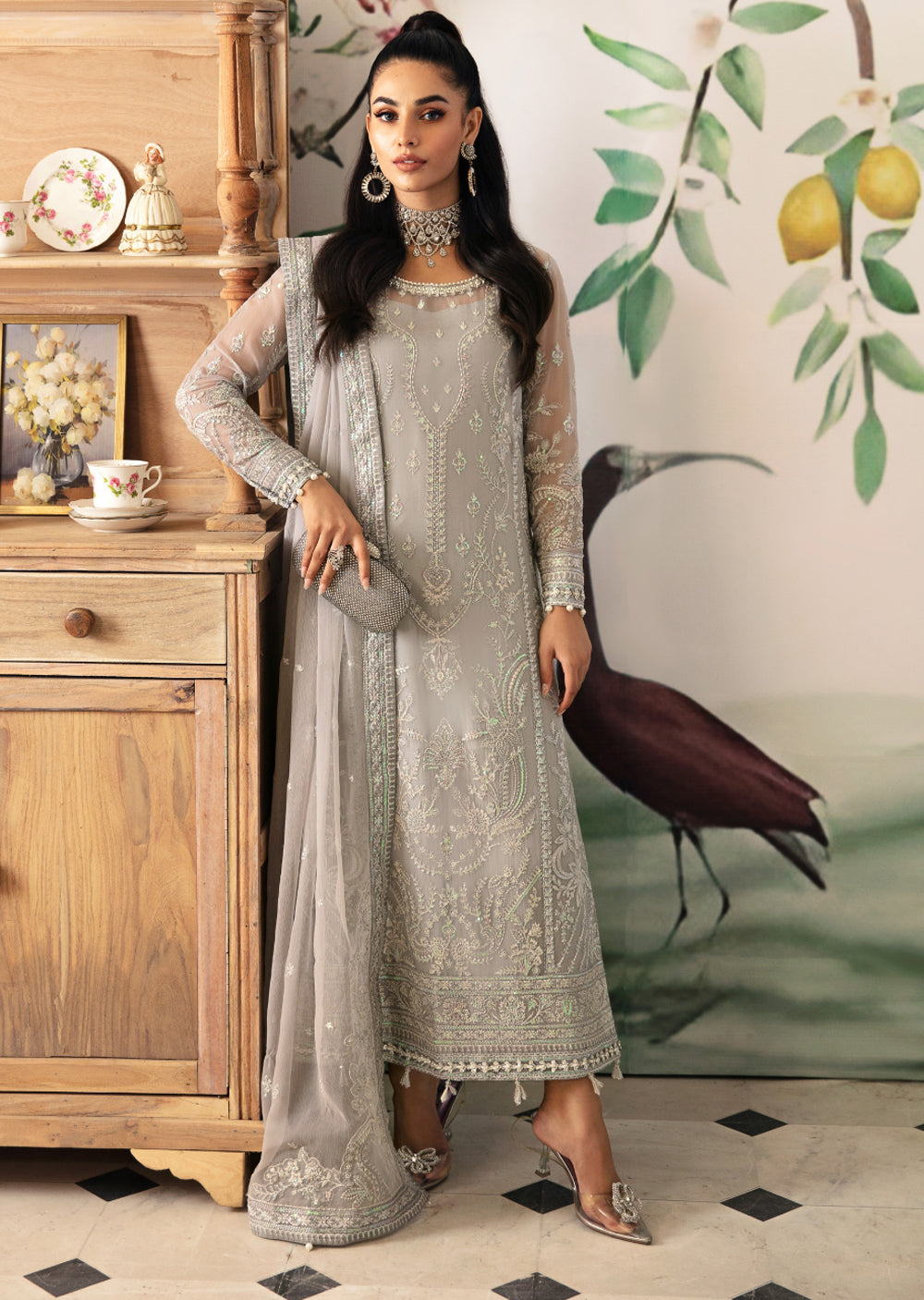 GLEC-08 - Aubrey - Unstitched - Gulaal Embroidered Chiffon Collection 2024 - Memsaab Online