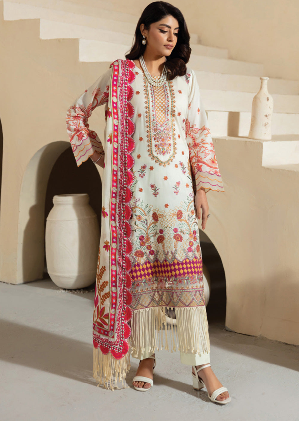 RMSHO-08 - Unstitched - Ramsha Mashaal Luxury Lawn Vol 13 - Memsaab Online