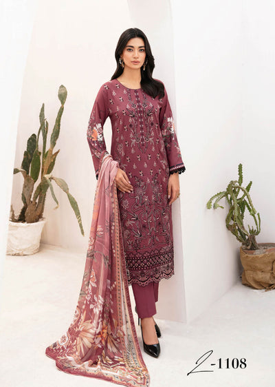 Z-1108 - Unstitched - Ramsha Mashaal Luxury Lawn Vol 11 2024 - Memsaab Online