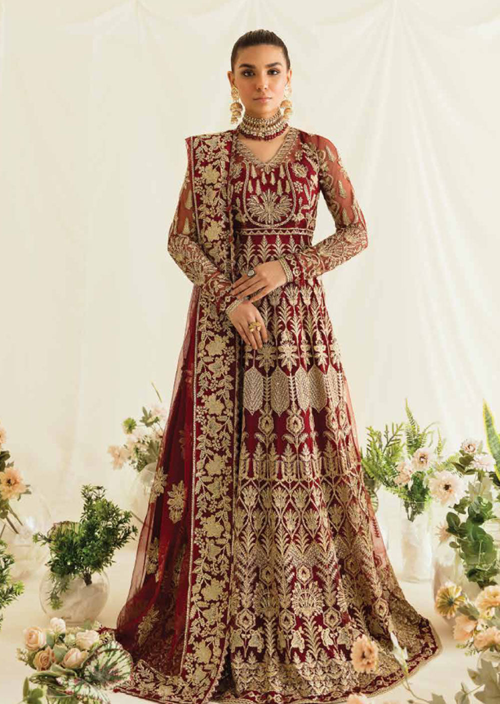 AZ-V4-08-R - Readymade - Fleur de lis Collection by Afrozeh 2023 - Memsaab Online