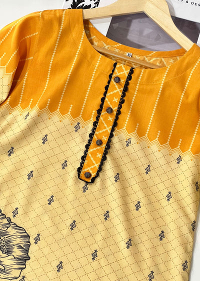 AMT45008-A Yellow Readymade Winter Dhanak Kurti - Memsaab Online