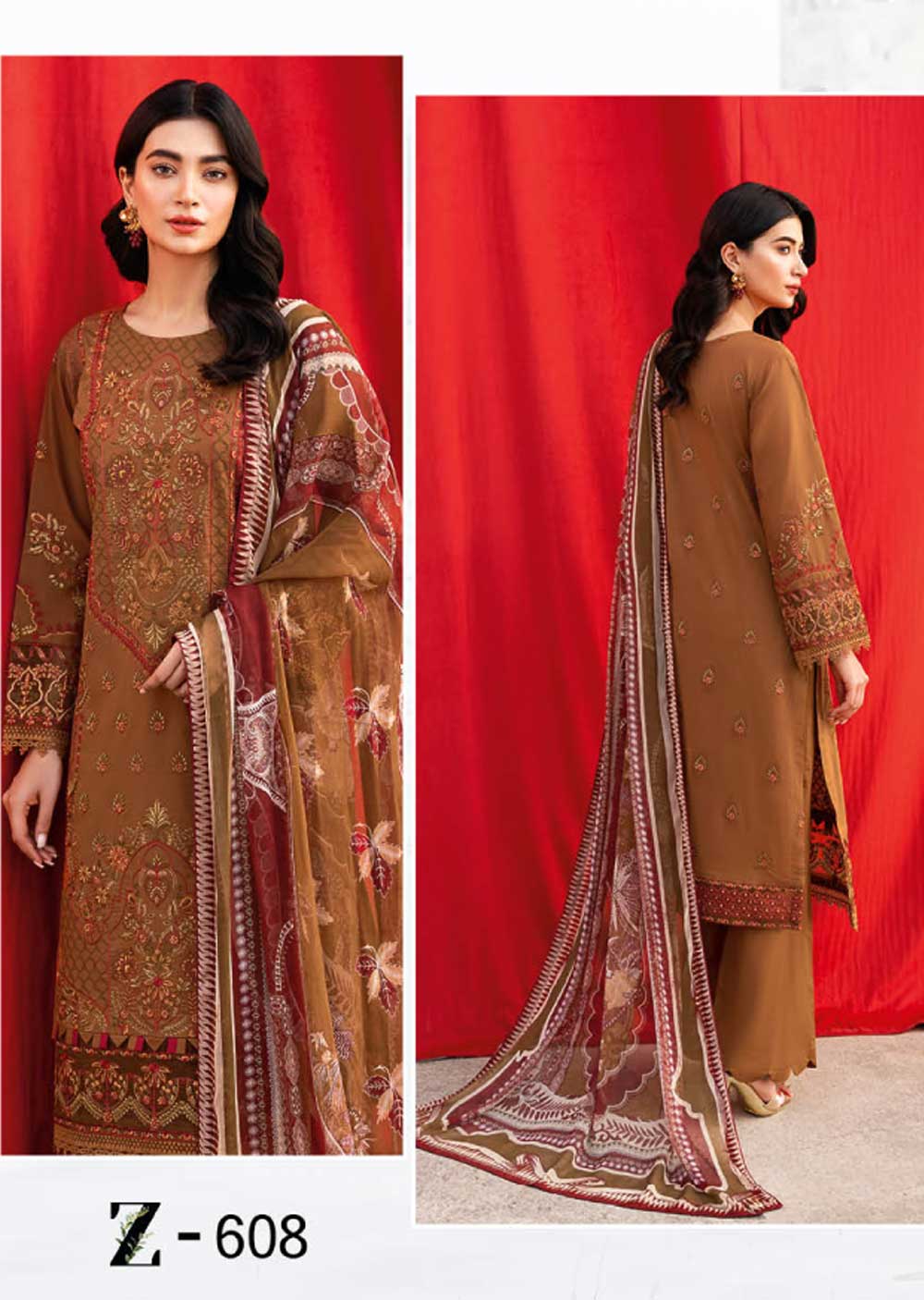 ZT-608 - Unstitched - Ramsha Andaaz Luxury Lawn Vol 06 2023 - Memsaab Online