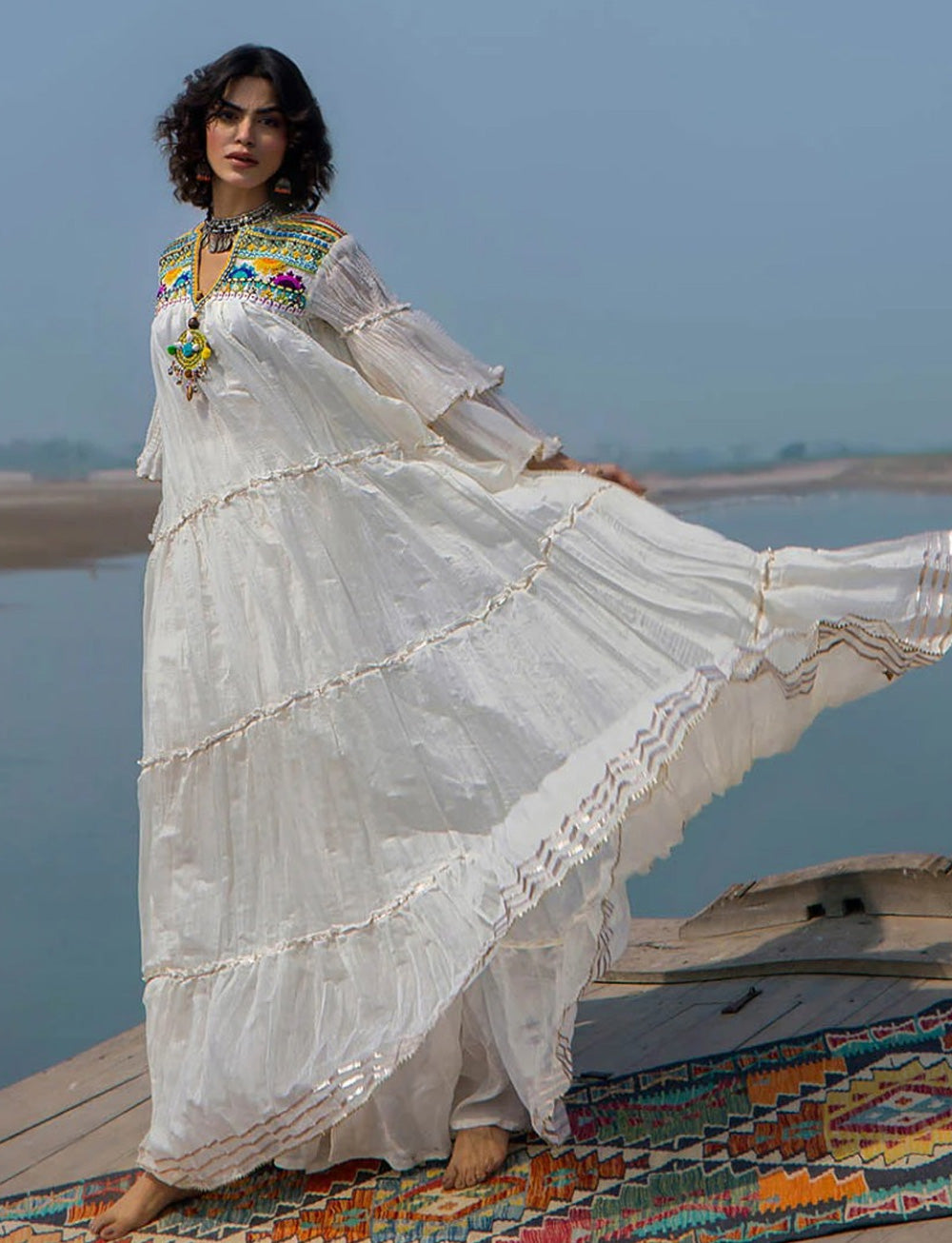 F-173 - Ready made Crushed Tissue Cotton Khuda Baksh Outfit - Memsaab Online