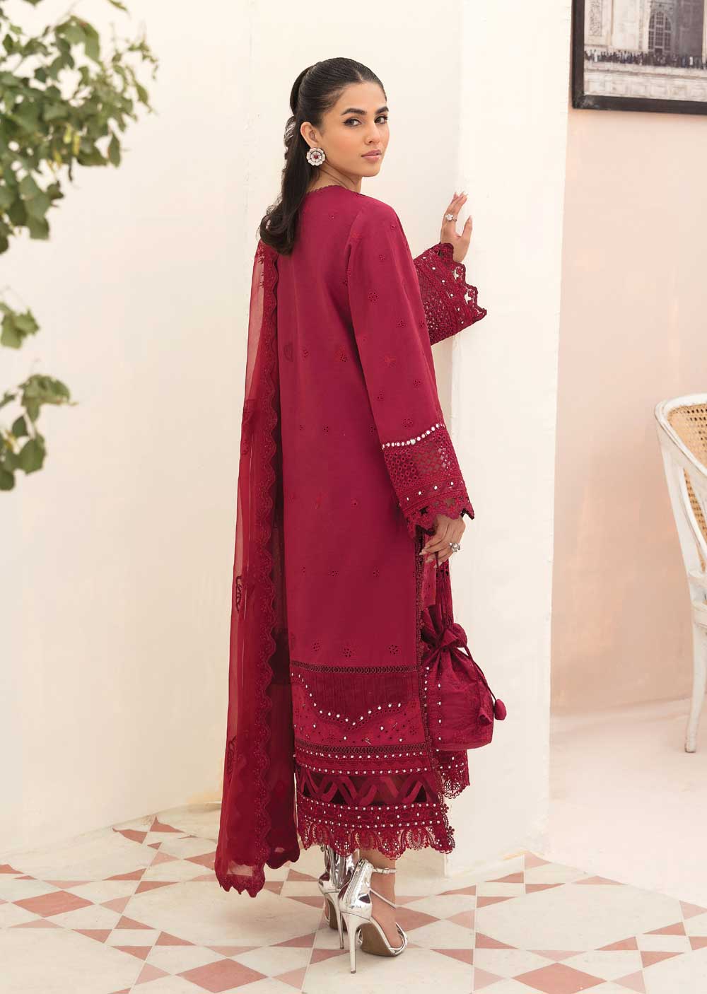 ACL-08-R - Claret - Readymade - Chickenkari Lawn Collection by Afrozeh 2023 - Memsaab Online
