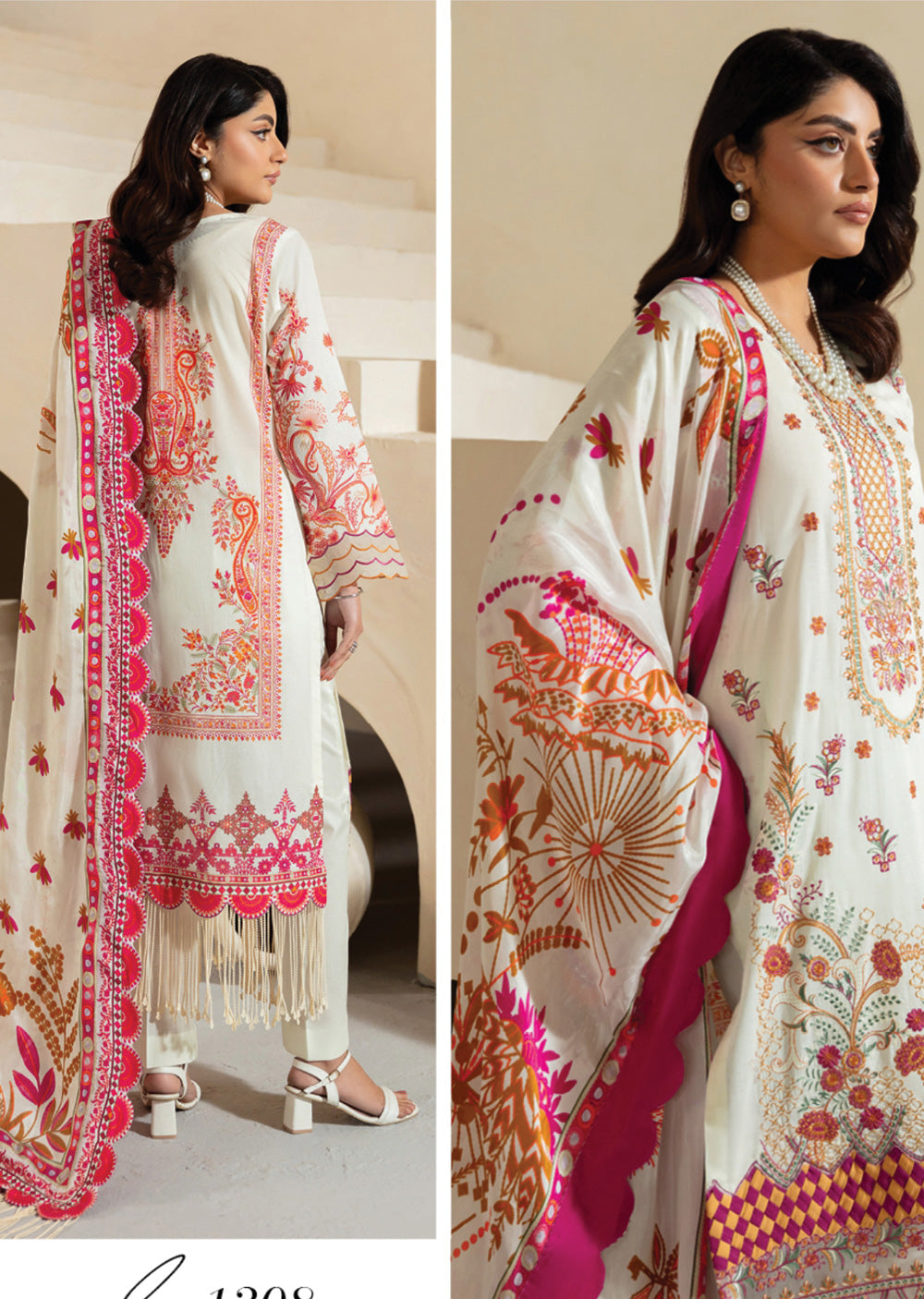 RMSHO-08 - Unstitched - Ramsha Mashaal Luxury Lawn Vol 13 - Memsaab Online