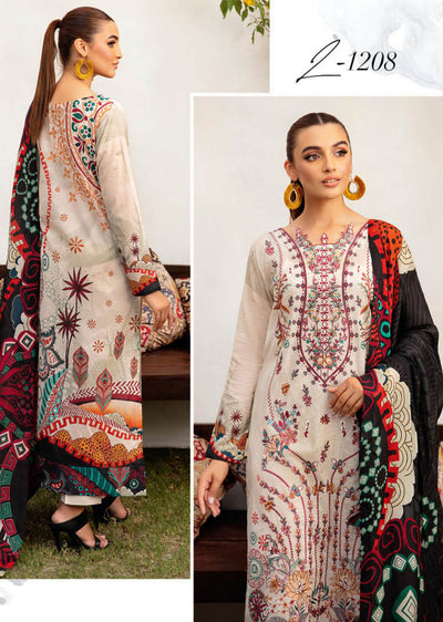 L-1208-R - Readymade - Ramsha Mashaal Luxury Lawn Vol 12 2024 - Memsaab Online