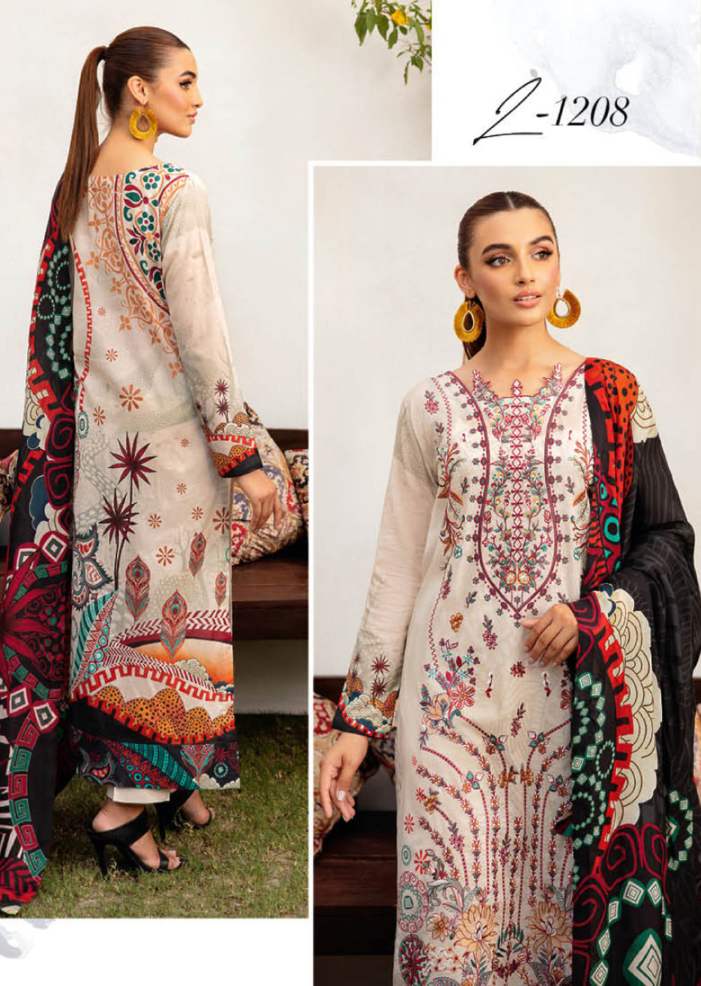 RMSHD-08 - Unstitched - Ramsha Mashaal Lawn Vol 12 - Memsaab Online