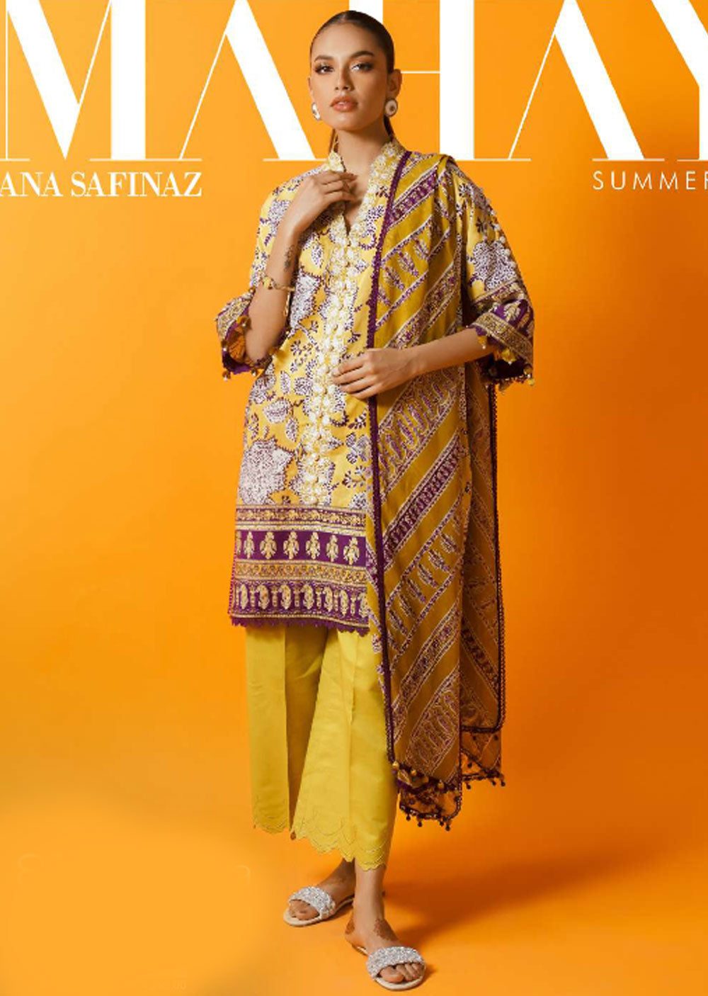 MZN-08-B - Unstitched - Mahay Summer Collection by Sana Safinaz 2023 - Memsaab Online