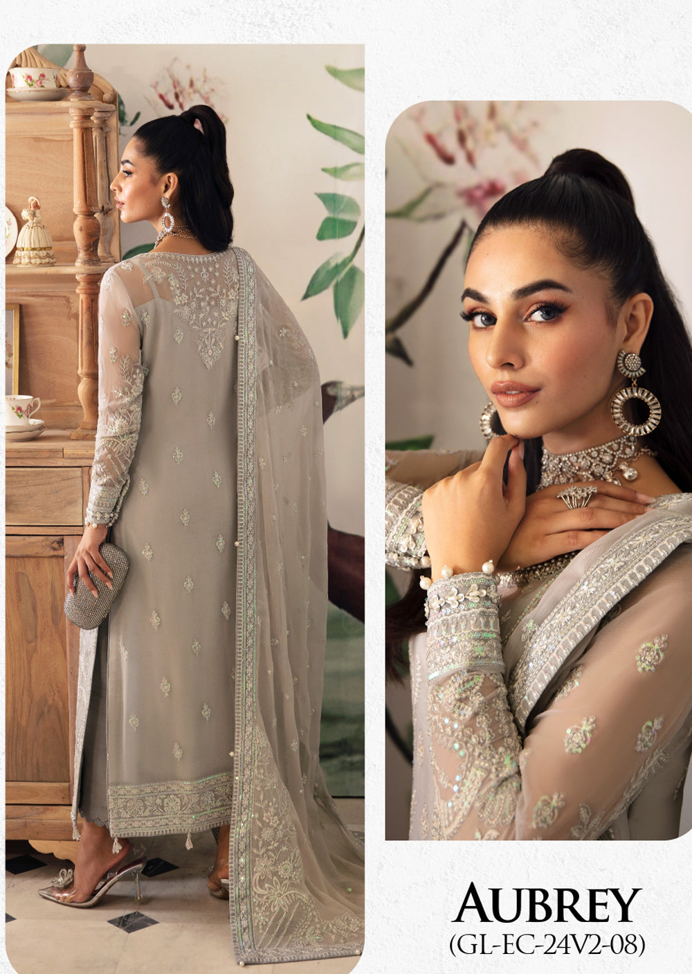 GLEC-08 - Aubrey - Unstitched - Gulaal Embroidered Chiffon Collection 2024 - Memsaab Online